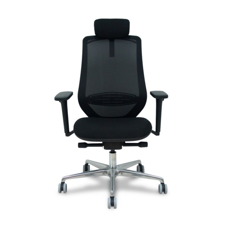 Silla Mardos traslack malla negra bali negro brazo 3D cabecero perchero base alum ruedas engomadas