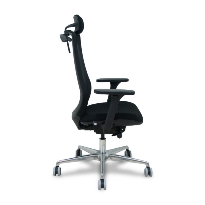 Silla Mardos traslack malla negra bali negro brazo 3D cabecero perchero base alum ruedas engomadas