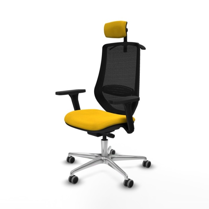 Mardos traslack bali amarillo brazos 3D base aluminio ruedas 65mm engomadas cabecero 2D perchero