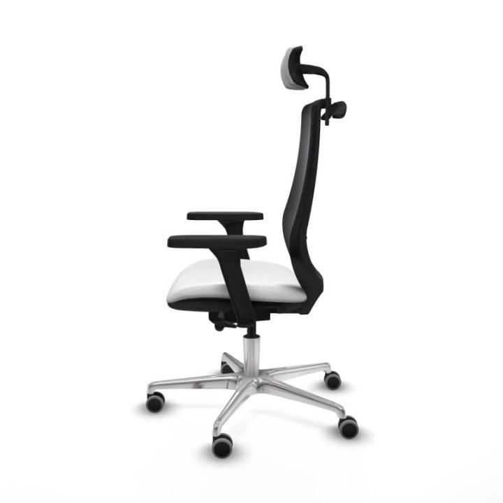 Mardos traslack bali blanco brazos 3D base aluminio ruedas 65mm engomadas cabecero 2D perchero