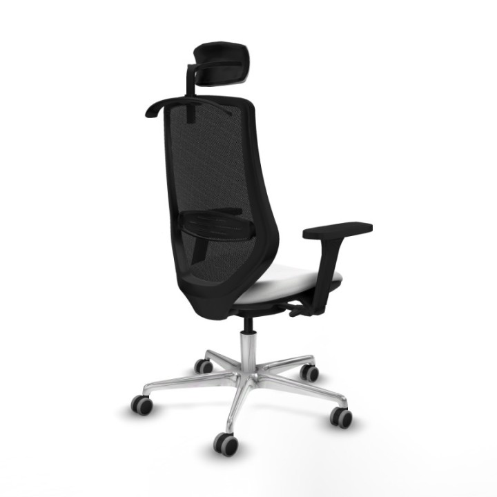 Mardos traslack bali blanco brazos 3D base aluminio ruedas 65mm engomadas cabecero 2D perchero