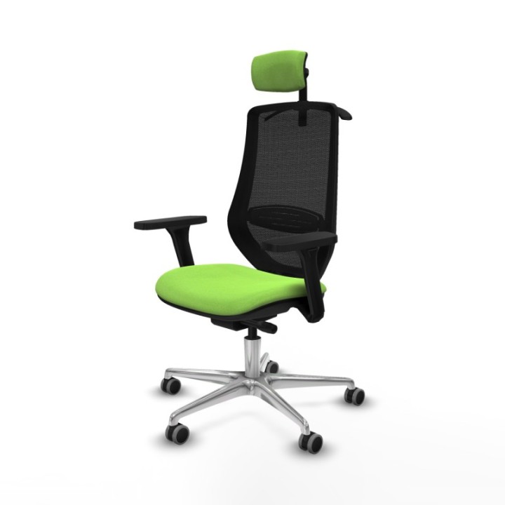 Mardos traslack bali pistacho brazos 3D base aluminio ruedas 65mm engomadas cabecero 2D perchero