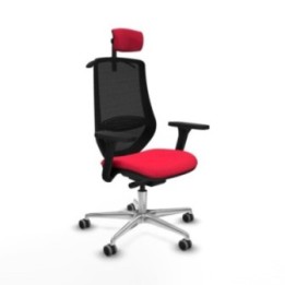 Mardos traslack bali rojo brazos 3D base aluminio ruedas 65mm engomadas cabecero 2D perchero