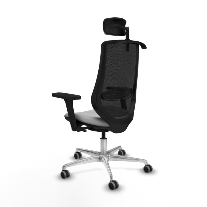 Mardos traslack bali gris claro brazos 3D base aluminio ruedas 65mm engomadas cabecero 2D perchero