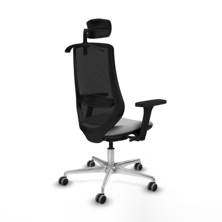 Mardos traslack bali gris claro brazos 3D base aluminio ruedas 65mm engomadas cabecero 2D perchero