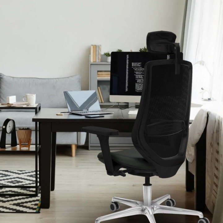 Mardos traslack bali negro brazos 3D base aluminio ruedas 65mm engomadas cabecero 2D perchero