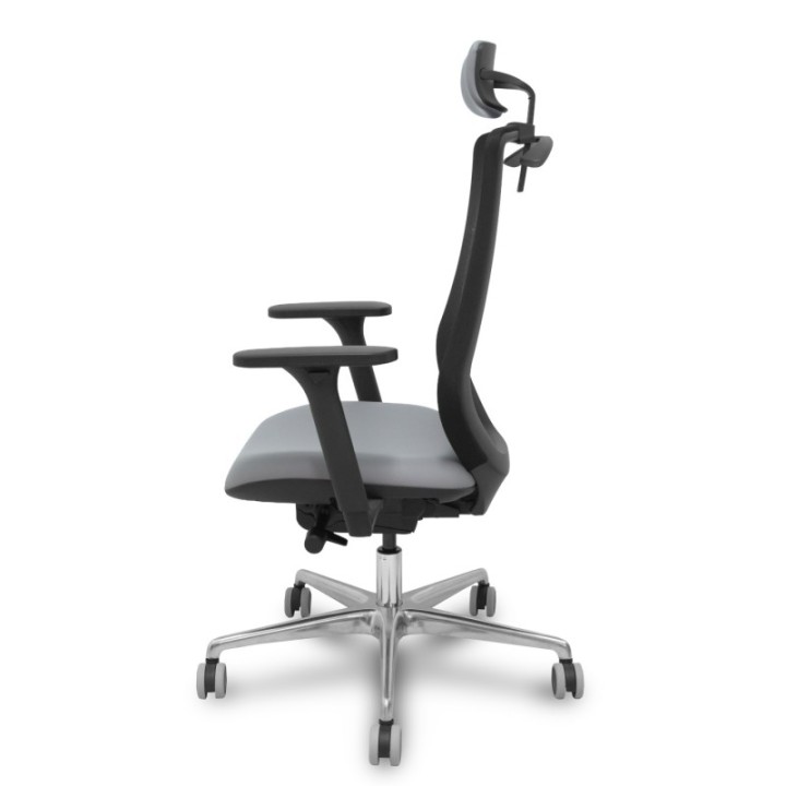 Silla Mardos traslack malla negra similpiel gris brazo 3D cabecero perchero