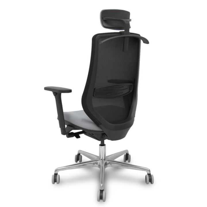 Silla Mardos traslack malla negra similpiel gris brazo 3D cabecero perchero