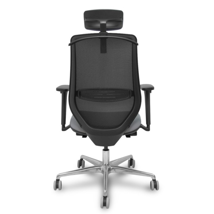 Silla Mardos traslack malla negra similpiel gris brazo 3D cabecero perchero