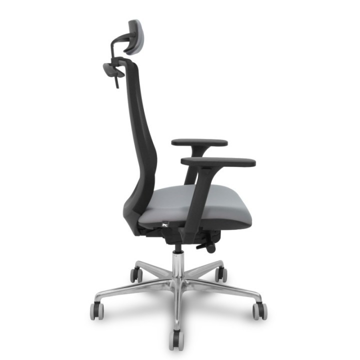 Silla Mardos traslack malla negra similpiel gris brazo 3D cabecero perchero