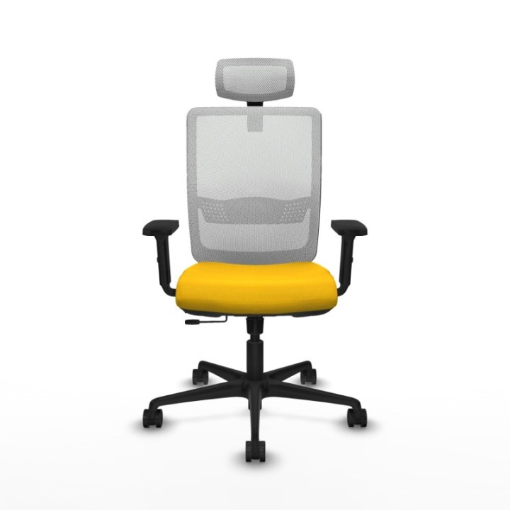 Haches traslack malla blanca bali amarillo brazos 2D base nailon cabecero malla 2D ruedas 65mm nailon