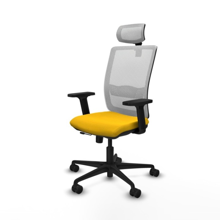 Haches traslack malla blanca bali amarillo brazos 2D base nailon cabecero malla 2D ruedas 65mm nailon