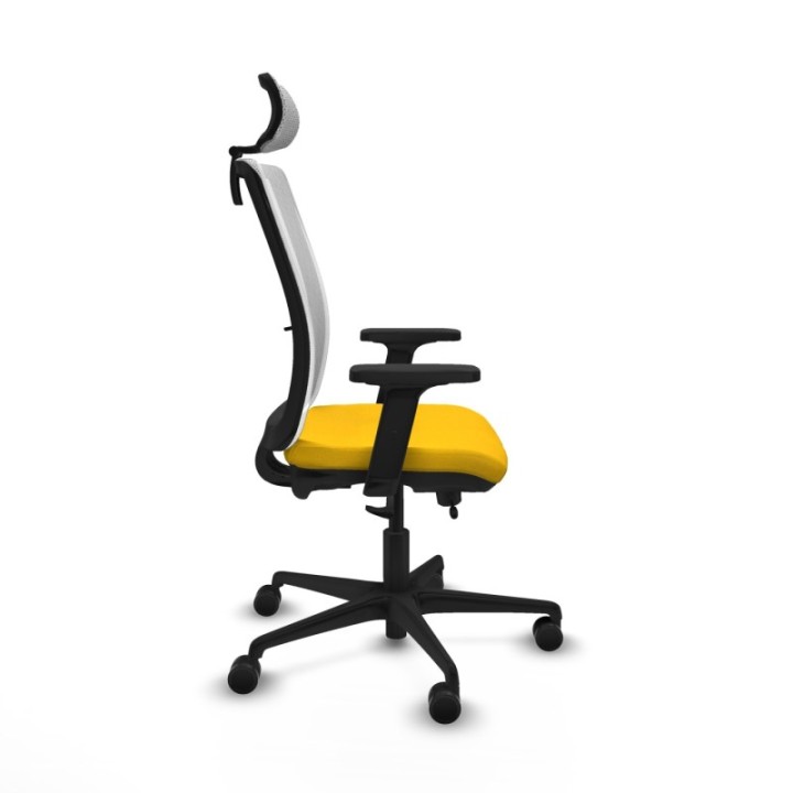 Haches traslack malla blanca bali amarillo brazos 2D base nailon cabecero malla 2D ruedas 65mm nailon