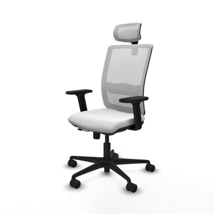 Haches traslack malla blanca bali blanco brazos 2D base nailon cabecero malla 2D ruedas 65mm nailon