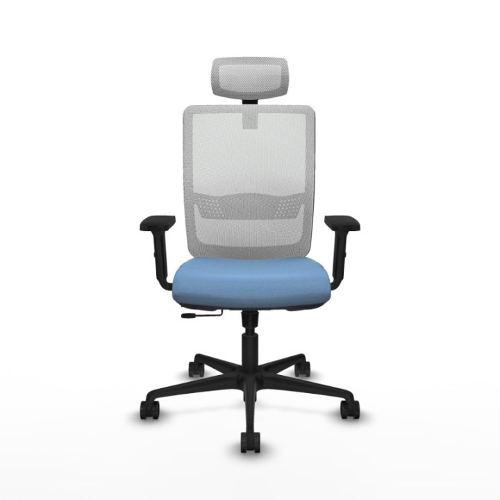 Haches traslack malla blanca bali azul cielo brazos 2D base nailon cabecero malla 2D ruedas 65mm nailon