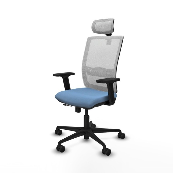 Haches traslack malla blanca bali azul cielo brazos 2D base nailon cabecero malla 2D ruedas 65mm nailon