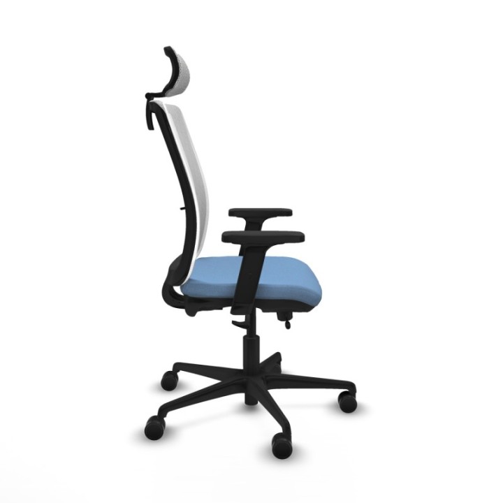 Haches traslack malla blanca bali azul cielo brazos 2D base nailon cabecero malla 2D ruedas 65mm nailon