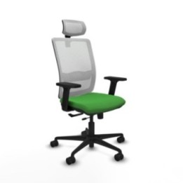 Haches traslack malla blanca bali verde brazos 2D base nailon cabecero malla 2D ruedas 65mm nailon