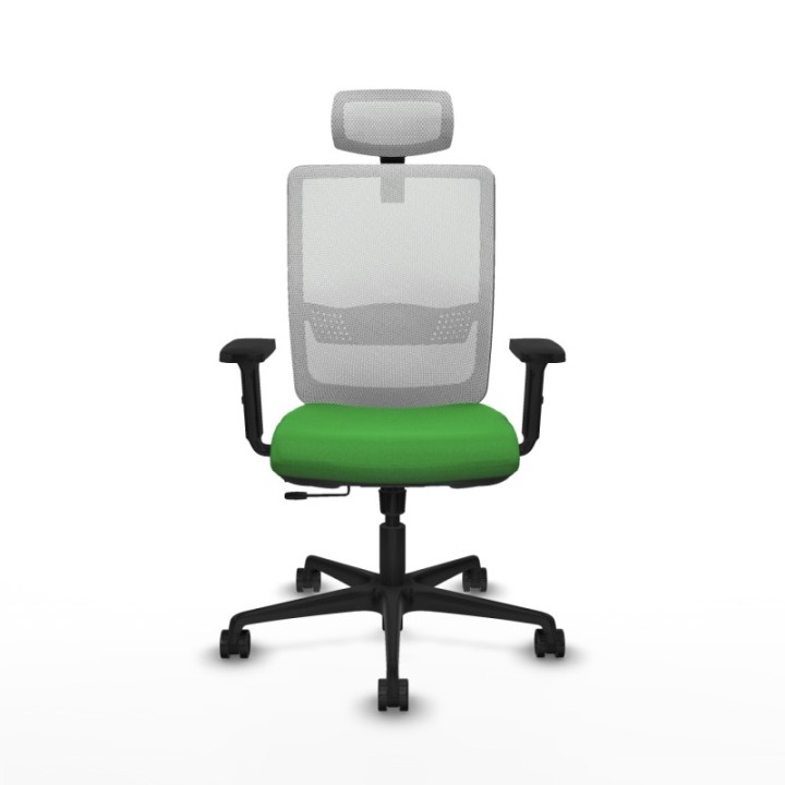 Haches traslack malla blanca bali verde brazos 2D base nailon cabecero malla 2D ruedas 65mm nailon