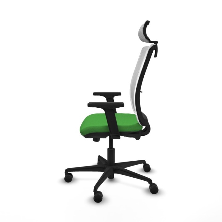 Haches traslack malla blanca bali verde brazos 2D base nailon cabecero malla 2D ruedas 65mm nailon