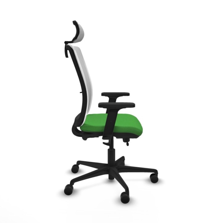 Haches traslack malla blanca bali verde brazos 2D base nailon cabecero malla 2D ruedas 65mm nailon