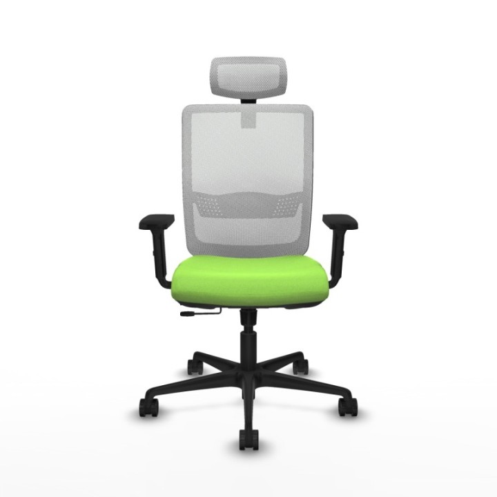 Haches traslack malla blanca bali pistacho brazos 2D base nailon cabecero malla 2D ruedas 65mm nailon