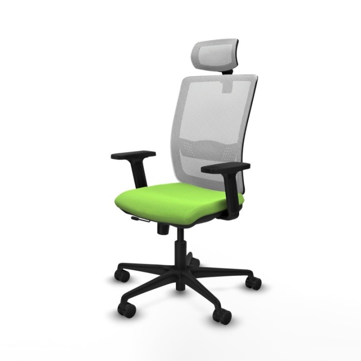 Haches traslack malla blanca bali pistacho brazos 2D base nailon cabecero malla 2D ruedas 65mm nailon