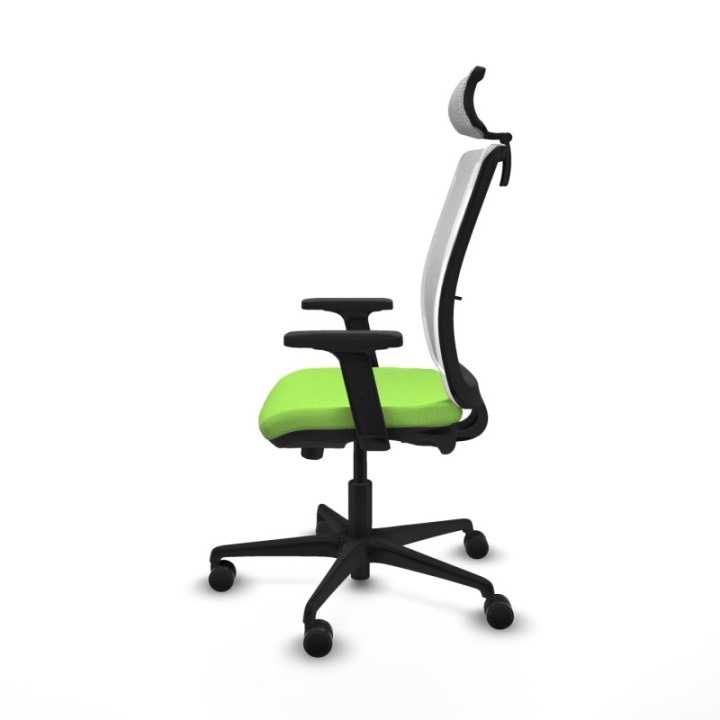 Haches traslack malla blanca bali pistacho brazos 2D base nailon cabecero malla 2D ruedas 65mm nailon