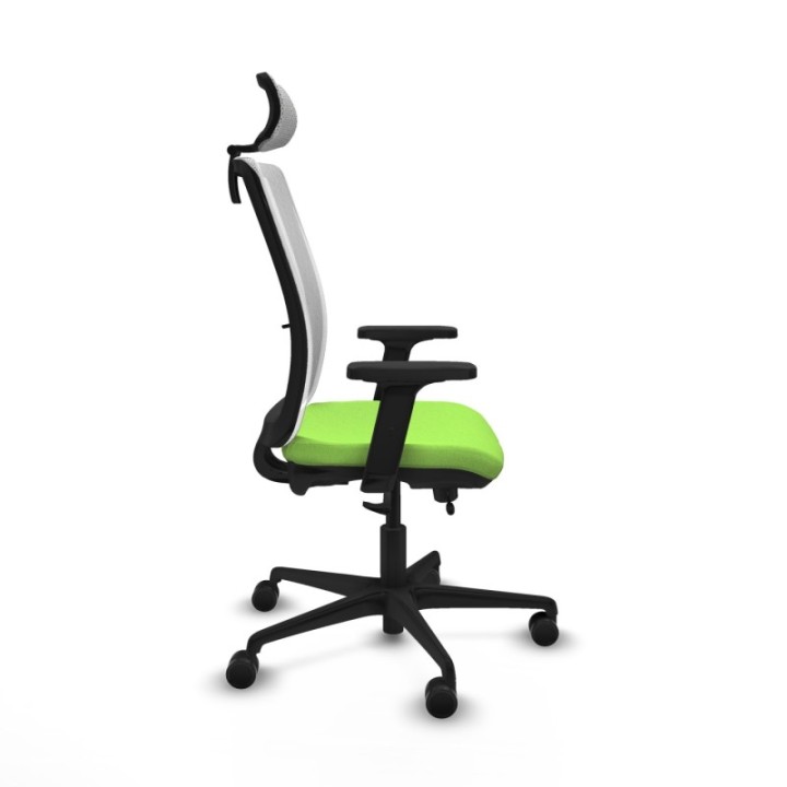 Haches traslack malla blanca bali pistacho brazos 2D base nailon cabecero malla 2D ruedas 65mm nailon