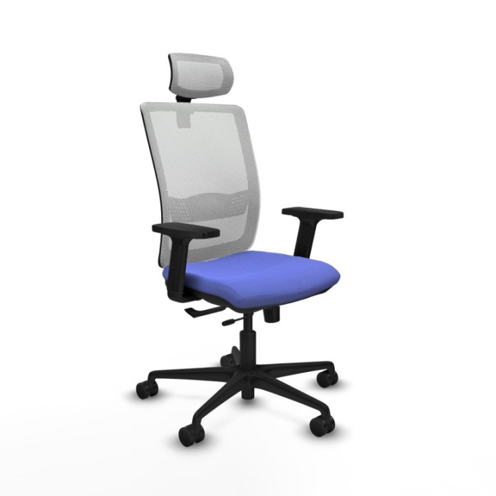 Haches traslack malla blanca bali azul claro brazos 2D base nailon cabecero malla 2D ruedas 65mm nailon