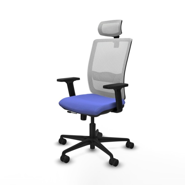 Haches traslack malla blanca bali azul claro brazos 2D base nailon cabecero malla 2D ruedas 65mm nailon