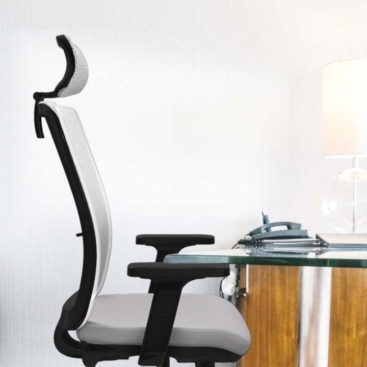 Haches traslack malla blanca bali marrón brazos 2D base nailon cabecero malla 2D ruedas 65mm nailon