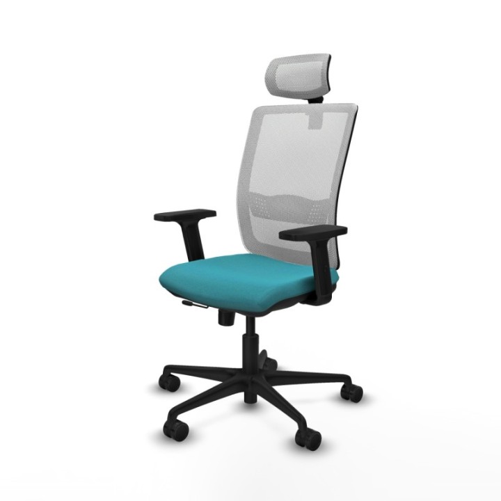 Haches traslack malla blanca bali turquesa brazos 2D base nailon cabecero malla 2D ruedas 65mm nailon