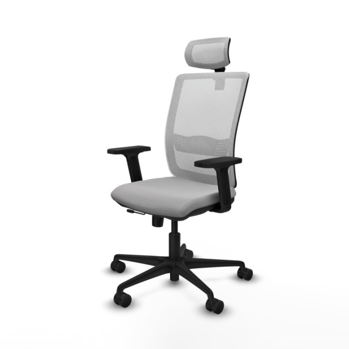 Haches traslack malla blanca bali gris claro brazos 2D base nailon cabecero malla 2D ruedas 65mm nailon