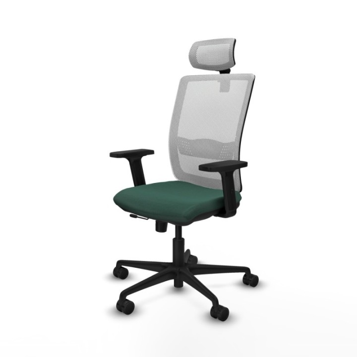 Haches traslack malla blanca bali verde botella brazos 2D base nailon cabecero malla 2D ruedas 65mm nailon