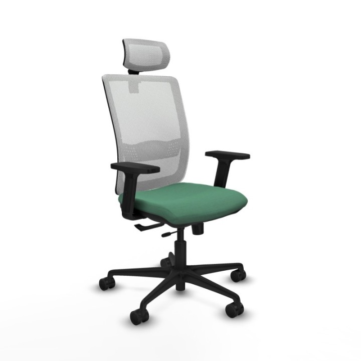 Haches traslack malla blanca bali verde esmeralda brazos 2D base nailon cabecero malla 2D ruedas 65mm nailon