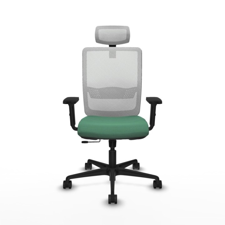 Haches traslack malla blanca bali verde esmeralda brazos 2D base nailon cabecero malla 2D ruedas 65mm nailon