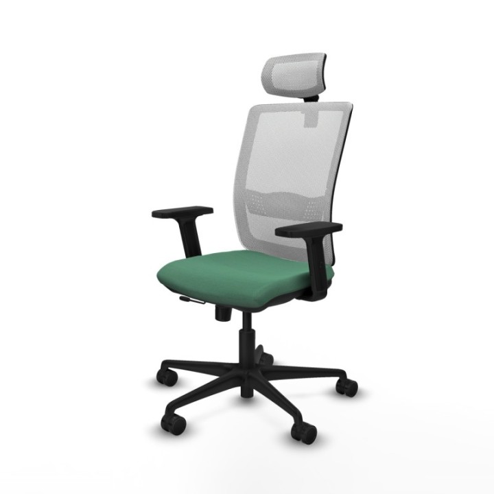 Haches traslack malla blanca bali verde esmeralda brazos 2D base nailon cabecero malla 2D ruedas 65mm nailon