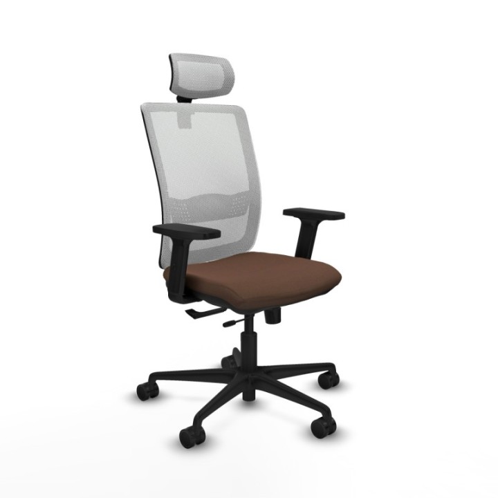 Haches traslack malla blanca bali marrón oscuro brazos 2D base nailon cabecero malla 2D ruedas 65mm nailon