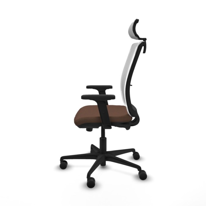 Haches traslack malla blanca bali marrón oscuro brazos 2D base nailon cabecero malla 2D ruedas 65mm nailon