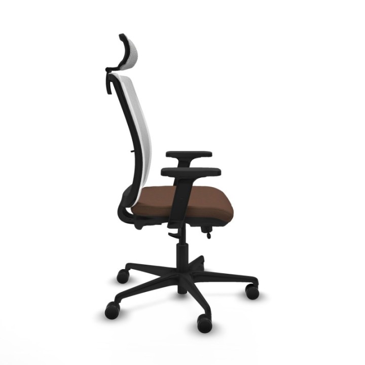 Haches traslack malla blanca bali marrón oscuro brazos 2D base nailon cabecero malla 2D ruedas 65mm nailon