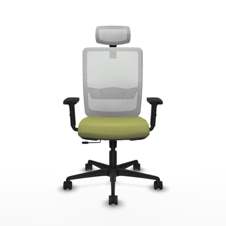 Haches traslack malla blanca bali verde oliva brazos 2D base nailon cabecero malla 2D ruedas 65mm nailon