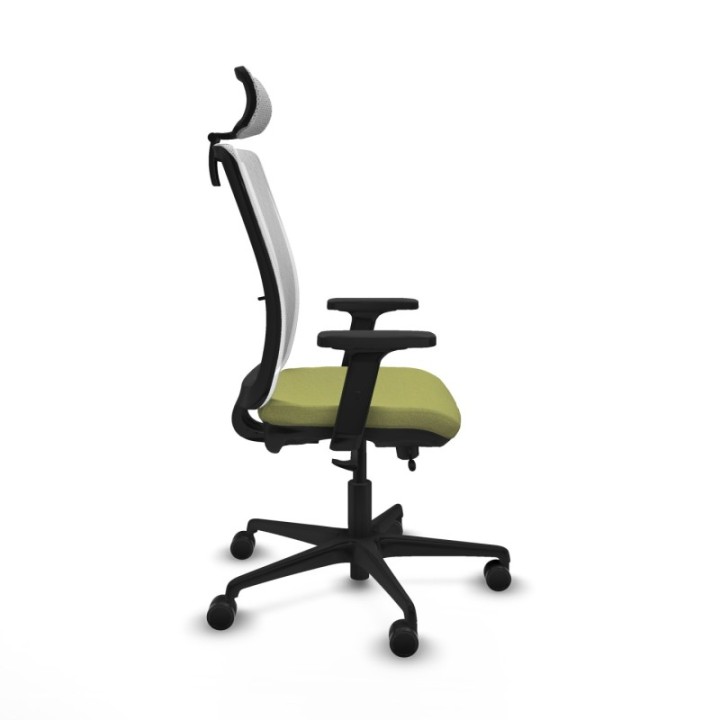 Haches traslack malla blanca bali verde oliva brazos 2D base nailon cabecero malla 2D ruedas 65mm nailon