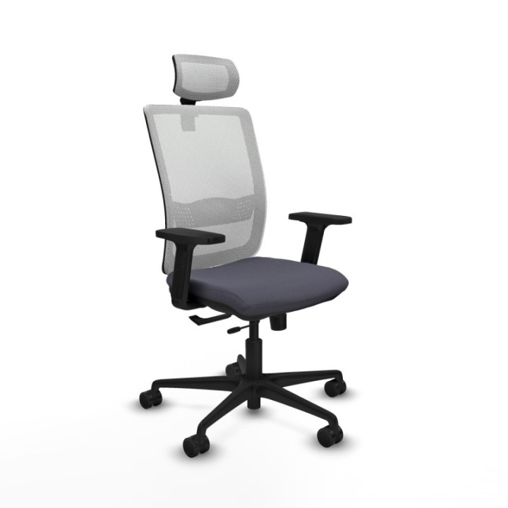 Haches traslack malla blanca bali gris oscuro brazos 2D base nailon cabecero malla 2D ruedas 65mm nailon