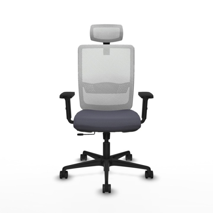 Haches traslack malla blanca bali gris oscuro brazos 2D base nailon cabecero malla 2D ruedas 65mm nailon