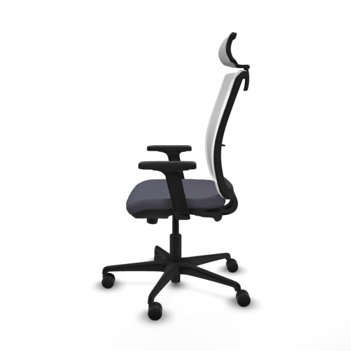 Haches traslack malla blanca bali gris oscuro brazos 2D base nailon cabecero malla 2D ruedas 65mm nailon