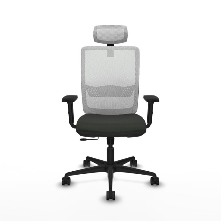 Haches traslack malla blanca bali negro brazos 2D base nailon cabecero malla 2D ruedas 65mm nailon