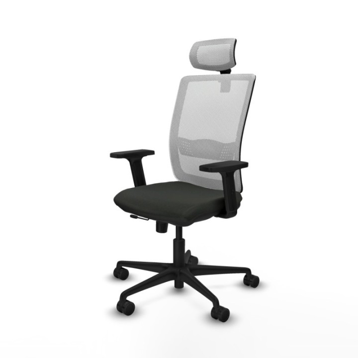 Haches traslack malla blanca bali negro brazos 2D base nailon cabecero malla 2D ruedas 65mm nailon