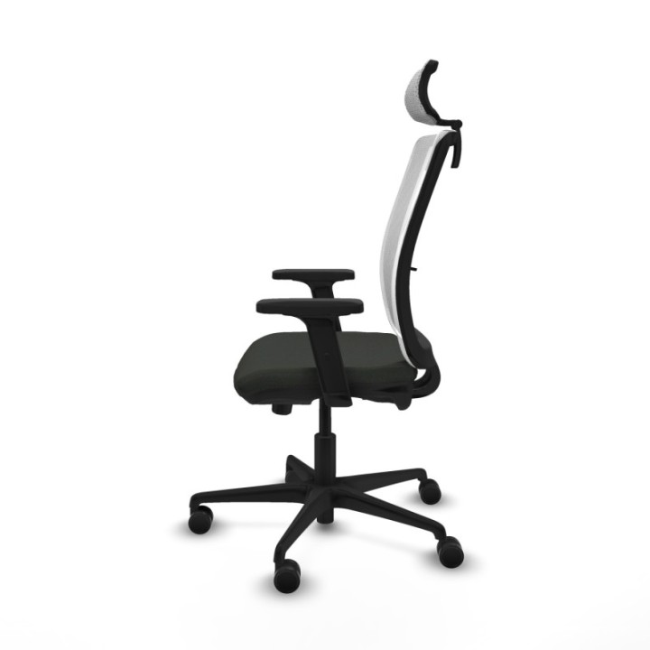 Haches traslack malla blanca bali negro brazos 2D base nailon cabecero malla 2D ruedas 65mm nailon