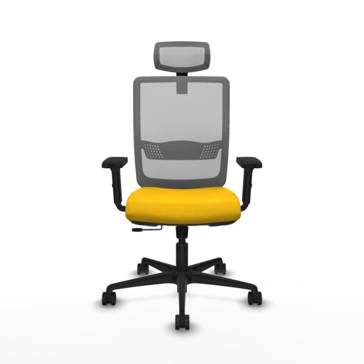 Haches traslack malla gris bali amarillo brazos 2D base nailon cabecero malla 2D ruedas 65mm nailon